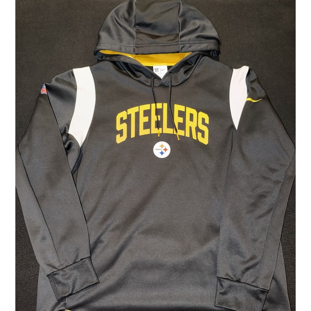 Pittsburgh Steelers Therma-Fit Black Gold Sweatshirt Hooded Sweatshirt Mens L